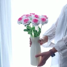 1/3/6/10件 精緻手工鉤編玫瑰花 紗線花，適用於餐廳、客廳、臥室、婚禮、派對的居家裝飾，DIY花束，適合送給她的禮物、母親節禮物，適用於春夏裝飾/新年/生日/週年紀念或送禮 - 漸層粉紅色 - 查看 5
