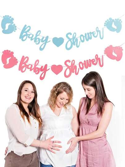 1 件婴儿派对字母三角旗花环，婴儿淋浴横幅派对装饰