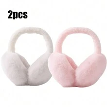 1 pieza Orejeras plegables de invierno cálidas, orejeras de color liso y suave, protección contra el frío para ciclismo, deportes al aire libre, prueba de frío, para estudiantes, como regalo para hombres y mujeres