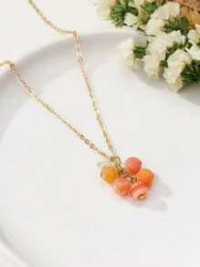 Bohemian Style Orange Agate Stone Pendant Necklace And Earring Set, Natural Gemstone, Suitable For Casual Wear - Red - View 7