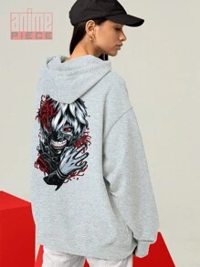 Anime Keneki Tokyo Ken Ghoul Manga Kangaroo Sweatshirt Ref-0055 - Grey - View 3