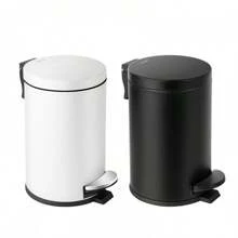 1.2 Gallons Small Trash Can With Lid, White Bathroom Garbage Can With Foot Pedal, Mini Round Wastebasket For Bathroom, Bedroom, Office, 4.5 Liters / 1.2 Gallons, White - White - View 7