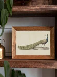 1 pieza Lienzo impreso con pavo real vintage, arte de pared minimalista neutro de granja moderna para oficina, sala de estar, hogar, sin marco - Multicolor - Ver 1