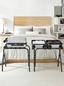 SONGMICS Luggage Racks Set Of 2 Suitcase Stands For Guest Room Foldable Steel Frame For Bedroom Black - Black - View 3
