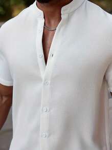 Men's Retro Old Money Style Plain Color Polo Shirt Casual, Simple, Fashionable, And Versatile