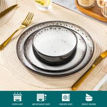12 Pcs Stoneware Dinnerware Set, Beige Set, Dinner Plates, Dessert Plates And Bowls For 4 Person - Beige - View 5