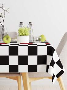 1pc/3pcs Racing Car Theme Table Cover, Black And White Checkered Car Runway Tablecloth,Birthday Party Supplies, Racetrack Disposable Plastic Table Covers For Racing Car Theme Party Supplies Birthday Table Decorations, Party Favor