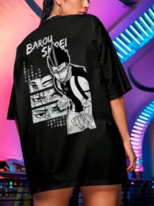 Camiseta Oversized Anime Academia Blue Lock Barou Shoei Futball Série REF 7080 - Preto - Visão 1