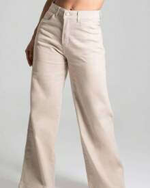 Women's Wide Leg Jeans High Waist Butt Lifting Wide Leg Pants 2024 - bege1 - Xem 1