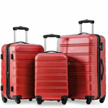 ABS Hard Shell Travel Trolley Suitcase 4 Wheel Luggage Set Hand Luggage, 28", (Red) - Red - View 6