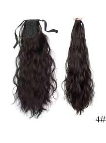 14 Inch Tieback Water Wave Paardenstaart Donkerbruin, Wave Paardenstaart Haarclip, Natuurlijke Krullen Rond Paardenstaart, Hoge Temperatuur Synthetische Paardenstaart Haaraccessoires