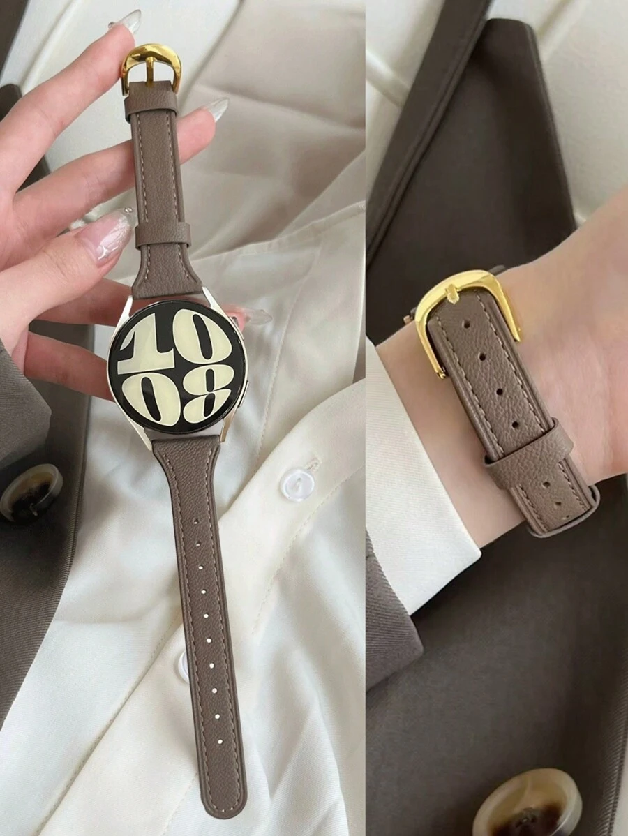 1件 PU 手錶錶帶環，相容於 Galaxy Watch 7、Galaxy Watch 5、Galaxy Watch 6、4，適用於 40mm、42mm、43mm、44mm、45mm、46mm、47mm、20mm、22mm - Grayish Brown - 查看 1