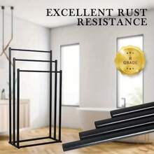 Black White 3 Tier Free Standing Towel Rail Stand Unit Rack Storage Bathroom - Black - View 8
