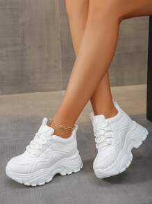 Women's Platform Casual Sneakers, Comfortable Breathable White Shoes, Women's Spring/Autumn Leisure Shoes, Fashionable & Versatile