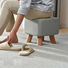 28CM Ottoman Pouffe Stool Upholstered Footstool Removable Linen Cover Highly Elastic Sponge Padded Cover 4 Legs Padded For Living Room Grey - Variant1 - View 3