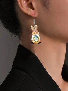 1 Pair Happy Easter Acrylic Earrings Cartoon Colorful Wreath Rabbit Dwarf Drop Earrings Holiday Earrings Fashion Versatile Earrings Gift For Women