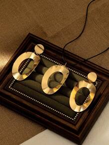 3pcs/Set Fashionable Hollow Oval Pendant Necklace And Earrings Jewelry Set, Suitable For Women Party, Gathering, Daily Wear, Gift - Jewelry Set - View 4