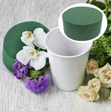 1/5/10pcs Dried Flower Mud Bouquet Flower Packaging Material Flower Absorbent Sponge Foam Flower Arrangement Moisturizing Base Flower Mud Block Gifts Birthday Graduation - Cylindrical Green - View 4