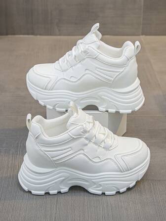 女士厚底休闲运动鞋，舒适透气小白鞋，女士春秋休闲鞋，时尚百搭