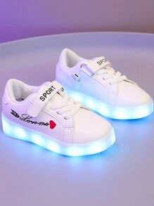 GUANGLAN 儿童可充电 7 色发光鞋，男童女童中童白色 LED 发光运动鞋休闲运动跑步鞋 - 白色 - 查看 3