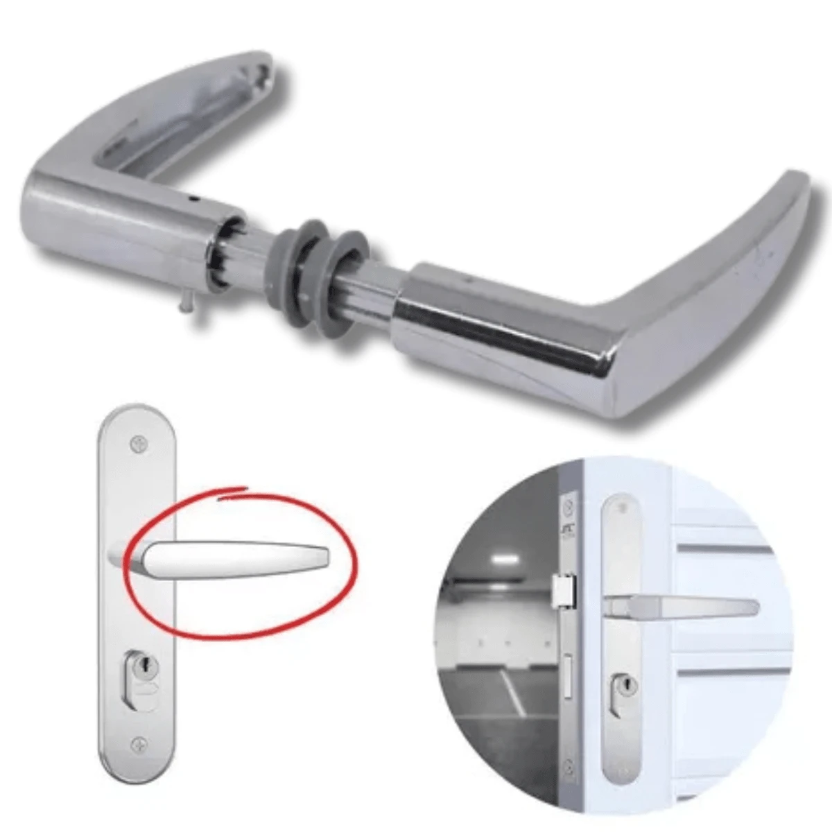 Kit Maçaneta Para Porta Portão Alavanca 3 UN Cromada 80mm Aliança ...