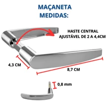 Maçaneta Porta Alavanca Cromada 80mm Masaneta de Porta Banheiro Macaneta Porta de Quarto Massaneta - Branco - Visão 2