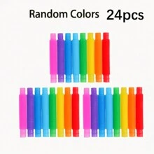 Christmas Decoration 8pcs, 16pcs, 24pcs Sensory & Colorful Interlocking Toys, Fidget Toys And Activities - Learning Tool To Stimulate Children's Fine Motor Skills, Includes Pop Tubes To Ease Stress And Anxiety, Educational Stress Relievers, Party/School Rewards, Classroom Activities, Back-To-School/Festival Gifts, Random Color.