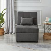 Clipeyh Modern Fabric Solid Print Convertible Chair With Adjustable Backrest, Gray