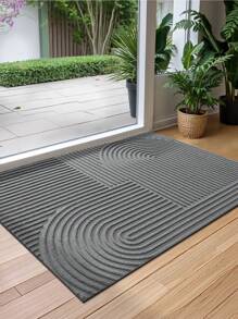 1pc Grey Striped Geometric Vintage Doormat, Modern Style All-Season Entrance Mat Made Of Polyester, Fade-Resistant, Low Profile, Non-Slip, Easy To Clean, Suitable For Patio, Indoor, Outdoor, Corridor, Garden Decor, Thick Entryway Decor Bathroom Kitchen Decor - Grey - View 2