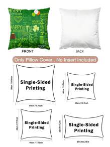 1 Pc Green Four-Leaf Clover St. Patrick's Day Pillowcase, Personalized Creative Text & Graphic Festival Celebration Home Decor For Living Room, Sofa, Bedroom, Printing Position Random, Without Pillow Insert Gifts Birthday Graduation