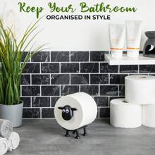 VELENTI Sheep Toilet Roll Holder - Funny Toilet Paper Holder Free Standing Bathroom Set - 3D Printed Black Sheep Loo Roll Holder - Hilarious Tissue Paper Roll Storage - Cute Bathroom Decor - Set Of 3 - X1 - Xem 6