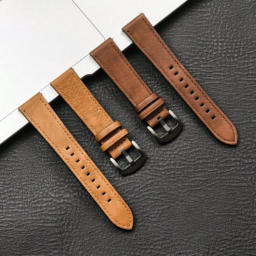 20mm 22mm 超细纤维皮革表带，兼容三星 Galaxy Watch 7 6 5 4 40mm 44mm GearS3 表带，复古手镯式表带，适用于 Redmi Watch 3/5 Lite/Active