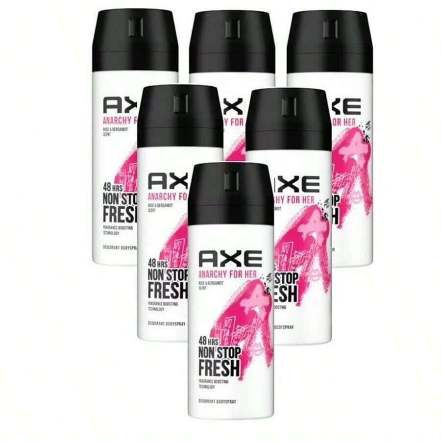 Desodorante en spray corporal AXE ANARCHY FOR HER para mujeres, aroma a rosa y bergamota, 5 onzas líquidas / 150 ml, paquete de 6 - Multicolor - Ver 1