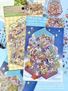 1片装DIY超大立体风景贴纸贴画小众减压趣味手账贴纸 返校节学校用品