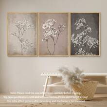 3 件套，帆布挂画，带框装饰画，海报，墙壁艺术，植物木框帆布墙画，米色北欧花卉印花，防水艺术品，适用于家庭和宿舍装饰，经典现代风格，室内外使用，春夏，垂直方向 - 彩色 - 查看 7