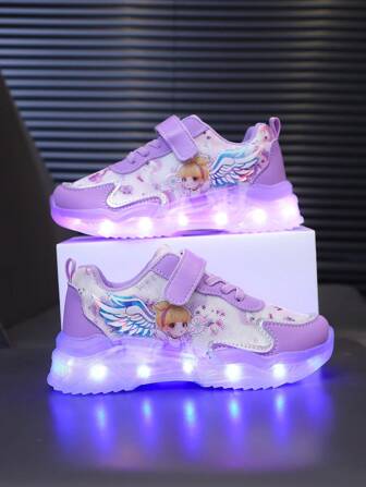 GUANGLAN USB 充电 LED 灯透气网眼儿童鞋，卡通发光运动鞋，适合男孩和女孩，春夏季，休闲/运动，幼儿/小童/大童