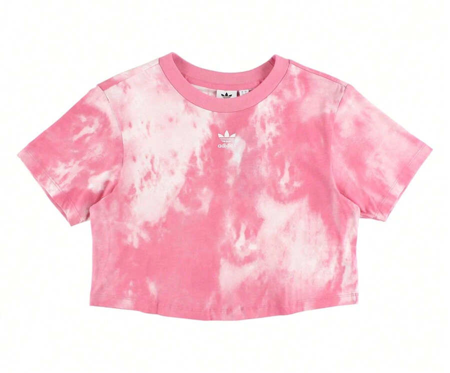 Adidas Crop Tee Womens Active Shirts & Tees - Pink Cloud/White - View 1