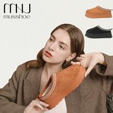 Women's Black, Brown Waterproof Warm Snow Boots Size 6-11, Rubber Sole Outdoor Warm Durable Shoes, Non-Slip Comfortable, Winter Thickened Flat Slippers