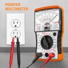 NJTY 1 pieza Multímetro, Multímetro de puntero multifunción, Fácil de leer, Admite prueba de voltaje de 1000V, Corriente continua, Prueba de batería, Zumbador de encendido/apagado, Resistor, Transmisor, Prueba de voltaje y corriente de carga del transmisor, Prueba de diodo - Naranja - Ver 6