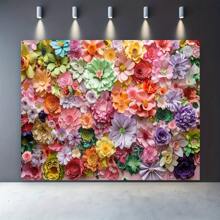 1pc Colorful Floral Paper Flower Photography Backdrop - Handmade Art, Suitable For Birthday, Wedding Party Decoration, Photo Studio Props, Indoor/Outdoor Banner, Floral Decor - 1PCS - View 5