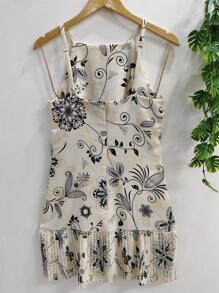 vestido flores feminino - Preto e Branco - Visão 2