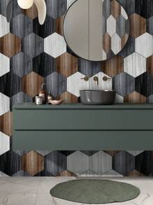 11 piezas de baldosas de piso autoadhesivas hexagonales con textura de madera, impermeables y antideslizantes para decoración del hogar, baldosas hexagonales entrelazadas de 7.83*9.06 pulgadas/19.9*23 cm, baldosas de piso autoadhesivas para sala de estar, decoración de habitaciones, cocina