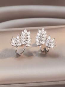 1pc Women's Copper Plated Zirconia Crystal Wheat Design Necklace, Elegant For Commuting Or Daily Wear, Enhances Visibility And Luxury