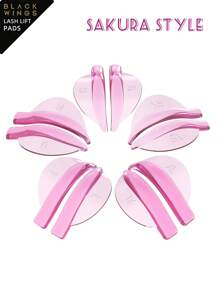 BLACKWINGS 5 Pairs Reusable Eyelash Curling Kit, Includes: Silicone Eyelash Lift Pads, Eyelash Curler, Applicator Tool, Eyelash Lift Solution, Silicone Eyelash Curler, Eyelash Lift Wands, Makeup Beauty Tools, Reusable Eyelash Lift Pad - Pink - View 7