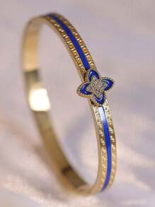 1 pieza Pulsera con trébol de cuatro hojas chapada en oro de 18K, accesorio de moda de alta gama para uso diario