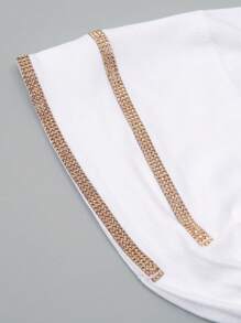 1件装女士纯色水钻内衬头巾，弹性发带设计，内衬头巾，优雅时尚，适合日常佩戴和祈祷时穿着。 - 雙排燙鑽綁帶帽 - 查看 10