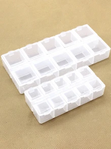 Caja de almacenamiento cuadrada con 10 compartimentos, tapa independiente y abierta, caja de joyas transparente, caja de plástico para clasificar y organizar joyas y accesorios pequeños, caja de píldoras portátil transparente, caja de almacenamiento de plástico transparente para manualidades de bisutería, artículos esenciales para viajes, accesorios para vacaciones, verano, regreso a clases