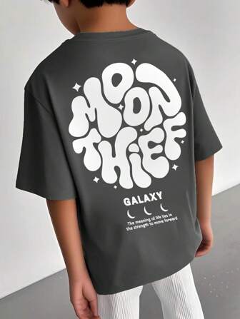 T-shirt à col rond à manches courtes imprimé casual pour garçon préadolescent pour l'été