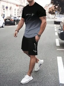 Men T-Shirt Co-Ords - Black - View 9