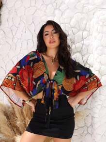 Elegant Printed Cropped Top Versatility And Comfort For All Moments With Style And Your Summer Energy. - 墨綠色 - 查看 1